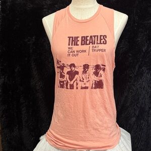 Beatles Peach Graphic Muscle Tank Top